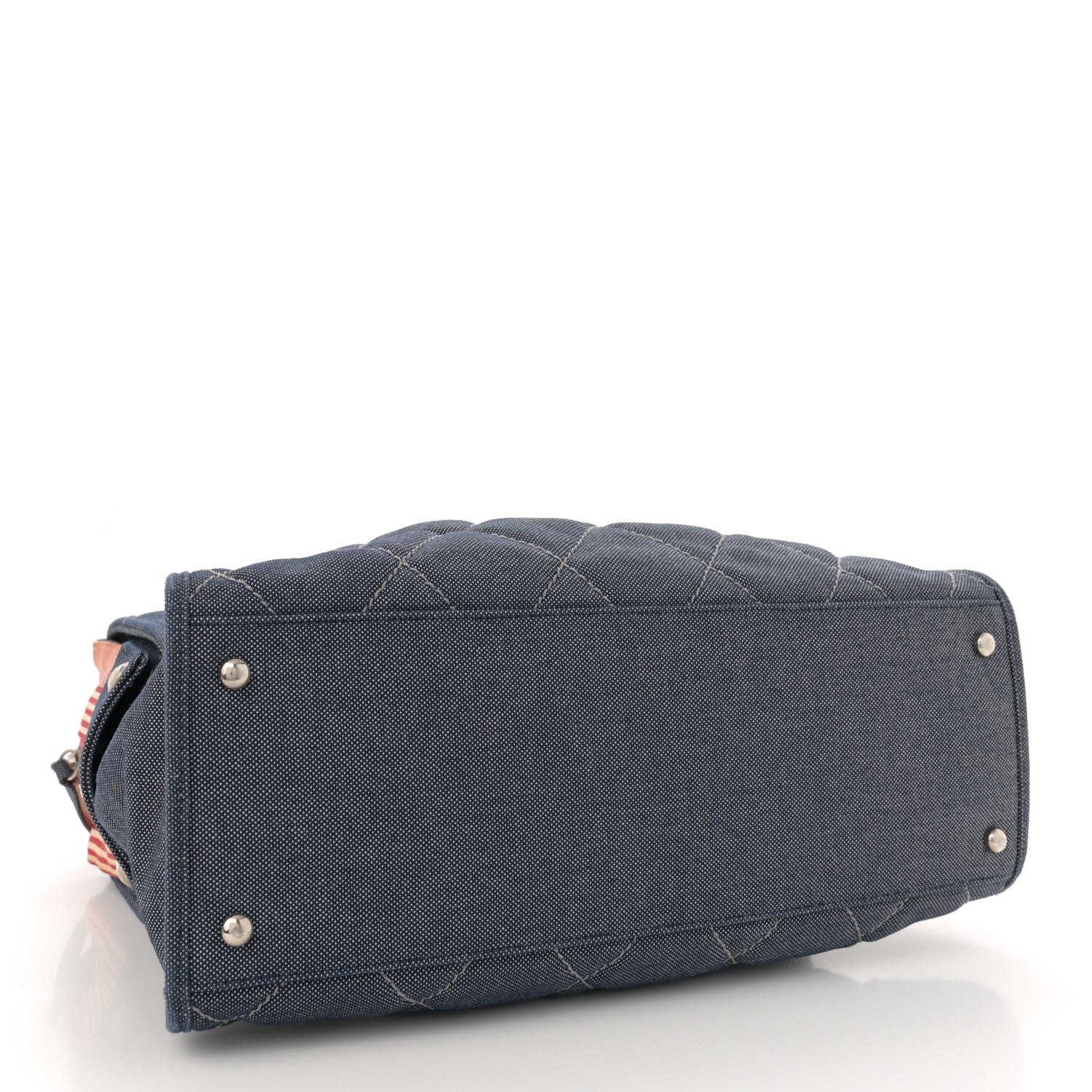 Chanel Denim Quilted CC Tote Bag Blue 4 of 14
