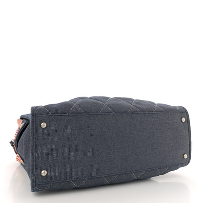 Chanel Denim Quilted CC Tote Bag Blue 4 of 14