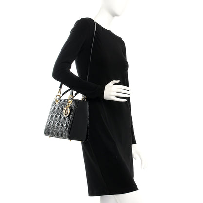 Christian Dior Patent Cannage Medium Lady Dior Black 2 of 9