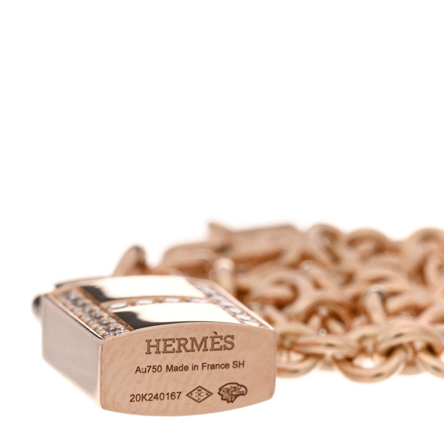 18K Rose Gold Diamond Amulettes Cadenas Bracelet SH