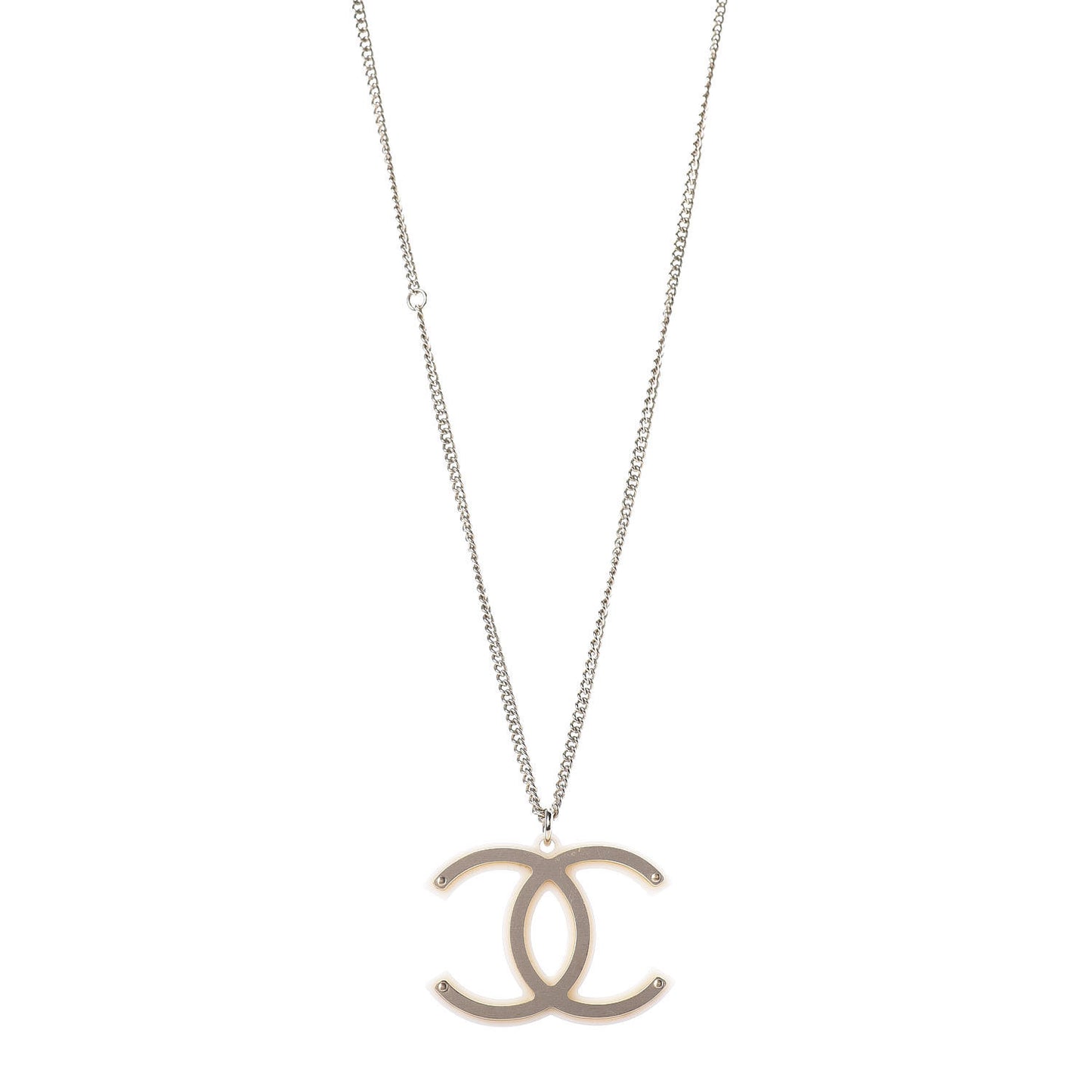CC Pendant Necklace Gold White