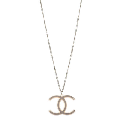 Chanel CC Pendant Necklace Gold White 1 of 6