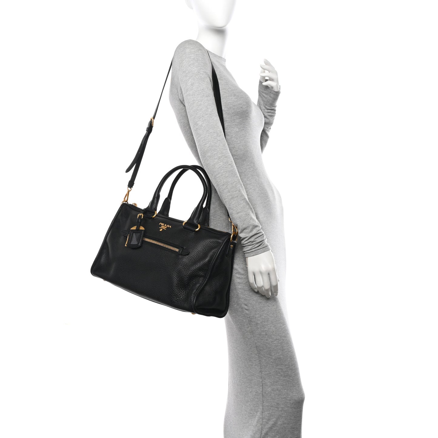 Vitello Daino Shopping Satchel Black
