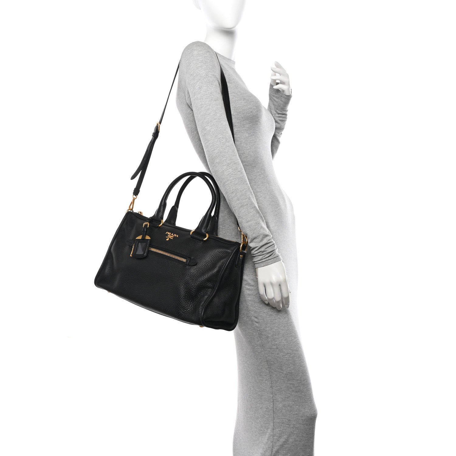 Prada Vitello Daino Shopping Satchel Black 2 of 10