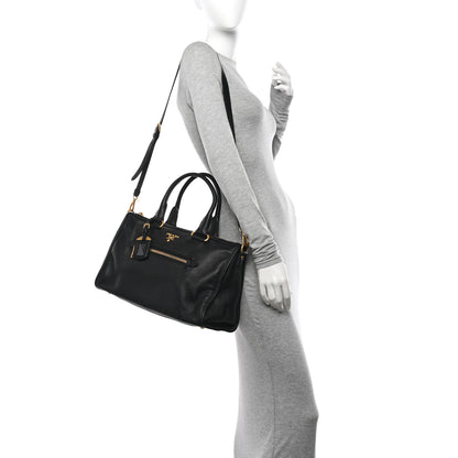 Prada Vitello Daino Shopping Satchel Black 2 of 10