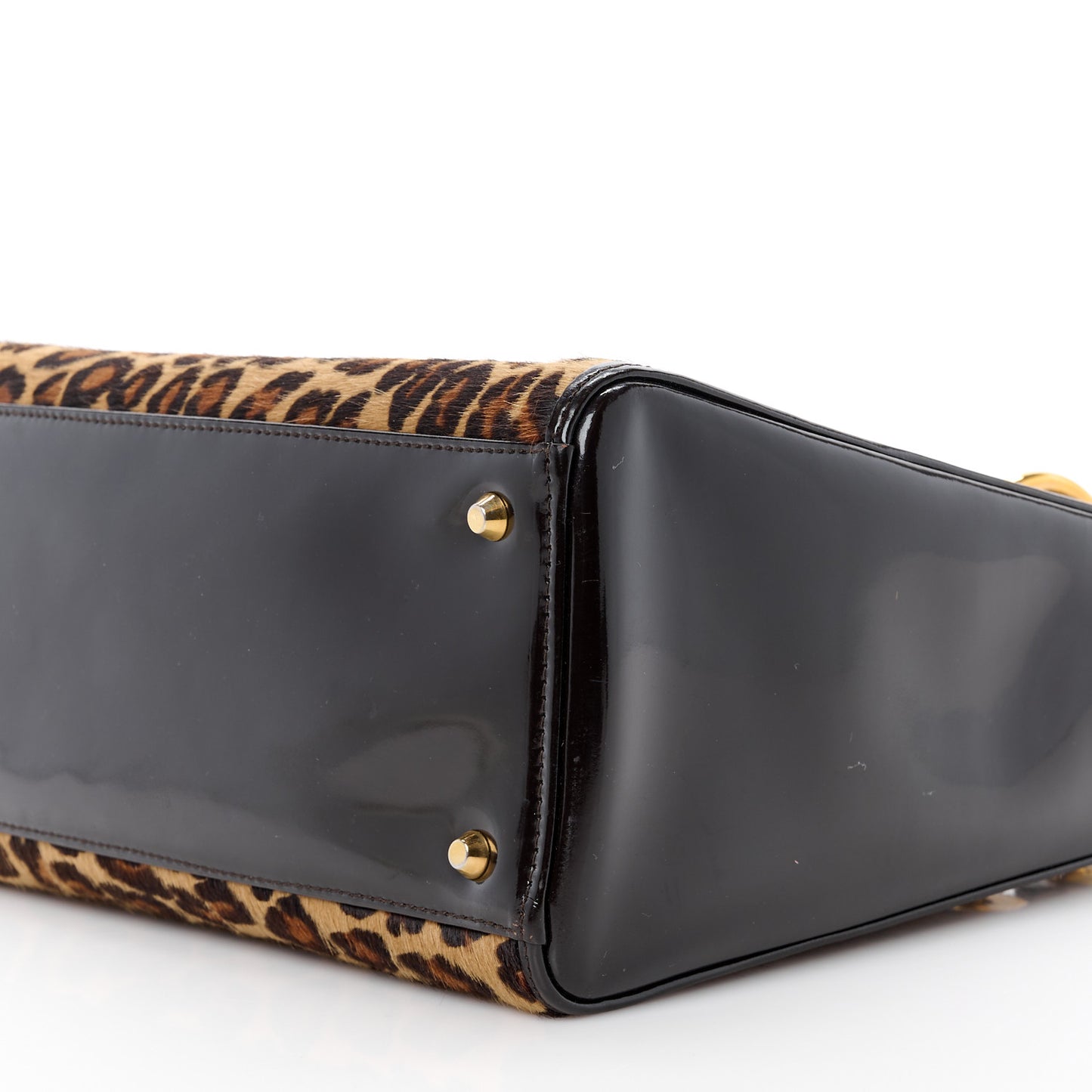 Patent Pony Hair Leopard Print Medium Lady Dior