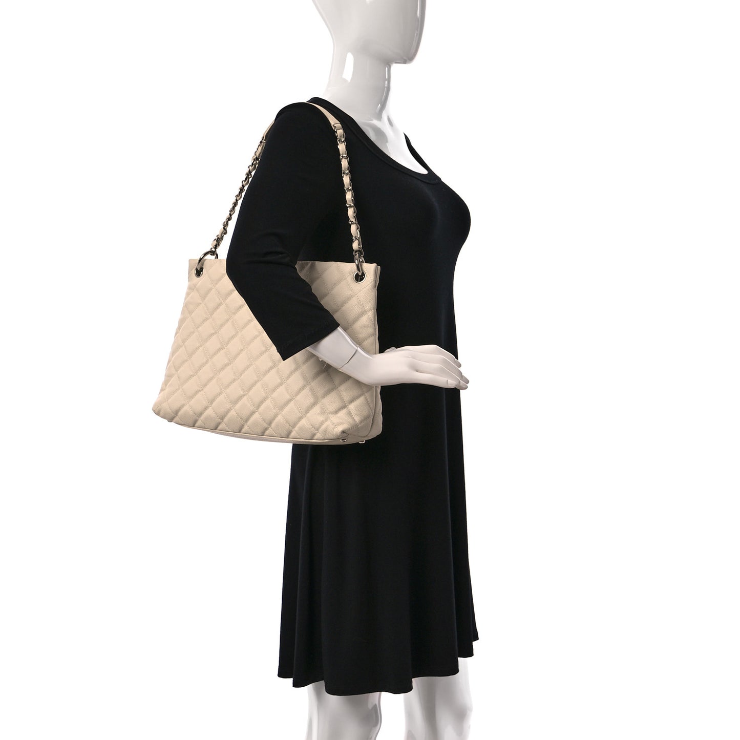 Caviar Quilted Easy Zip Tote White