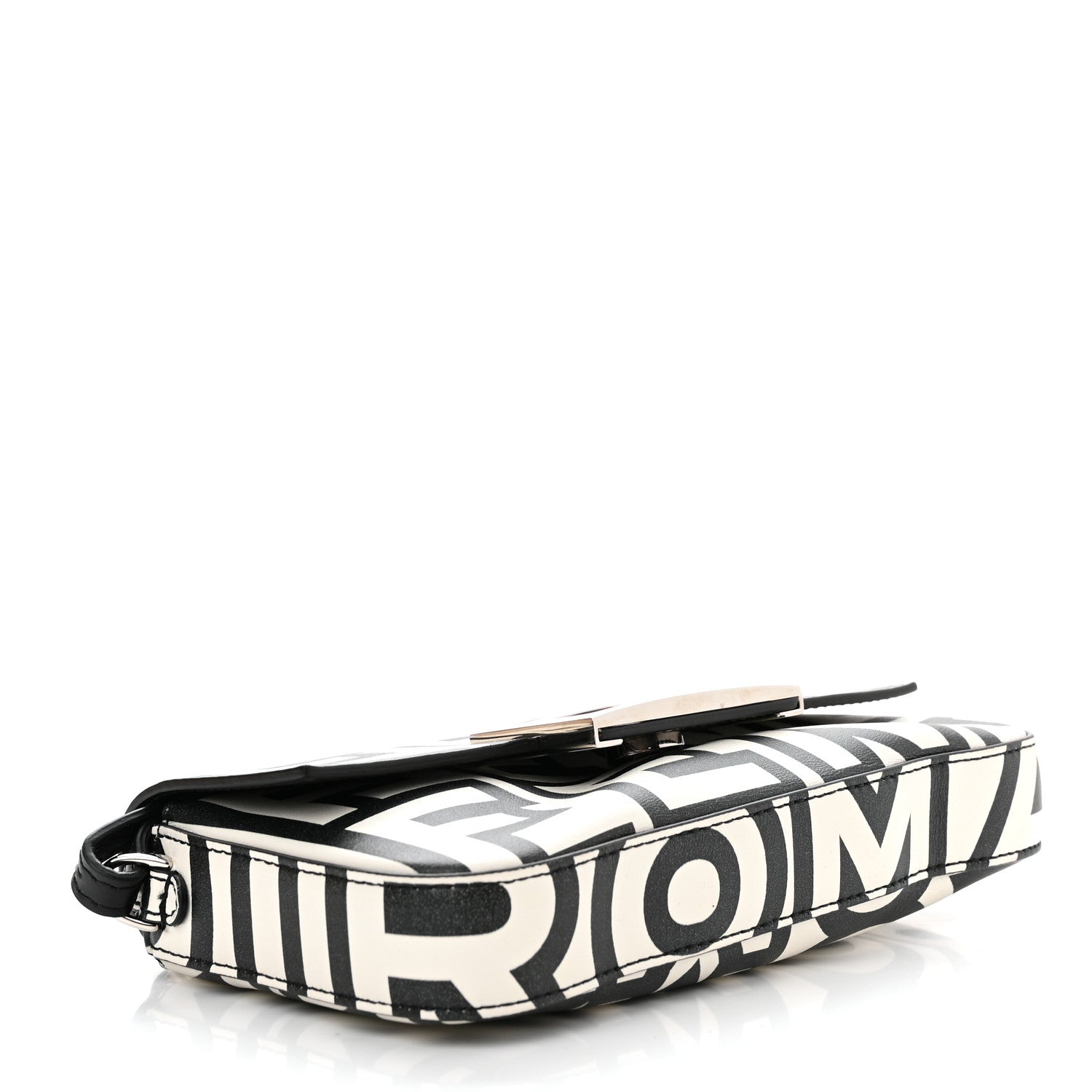 Fendi X MARC JACOBS Nappa Vitello King Logo Print Phone Baguette White Black 4 of 9