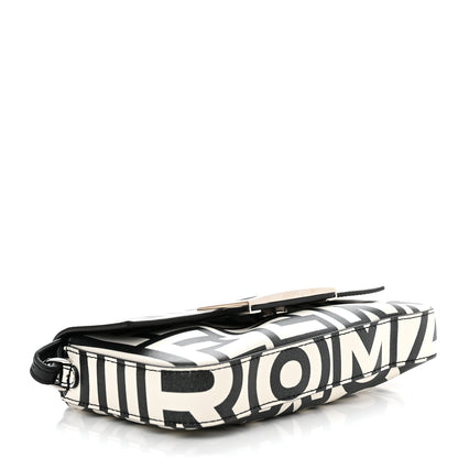 Fendi X MARC JACOBS Nappa Vitello King Logo Print Phone Baguette White Black 4 of 9