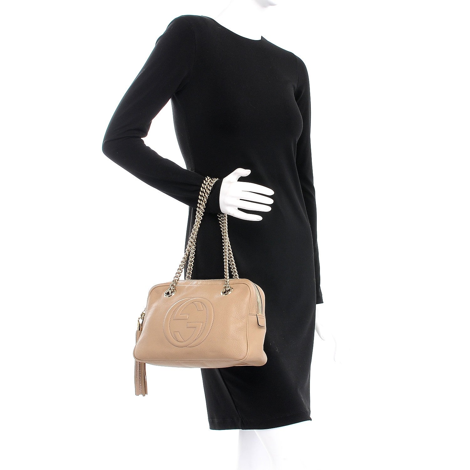 Gucci Pebbled Calfskin Small Soho Bowler Camelia 2 of 15