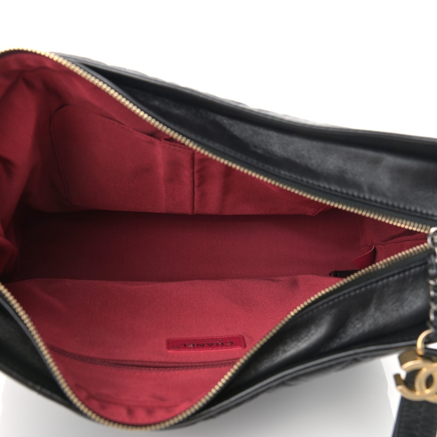 Aged Calfskin Quilted Large Gabrielle Hobo Black