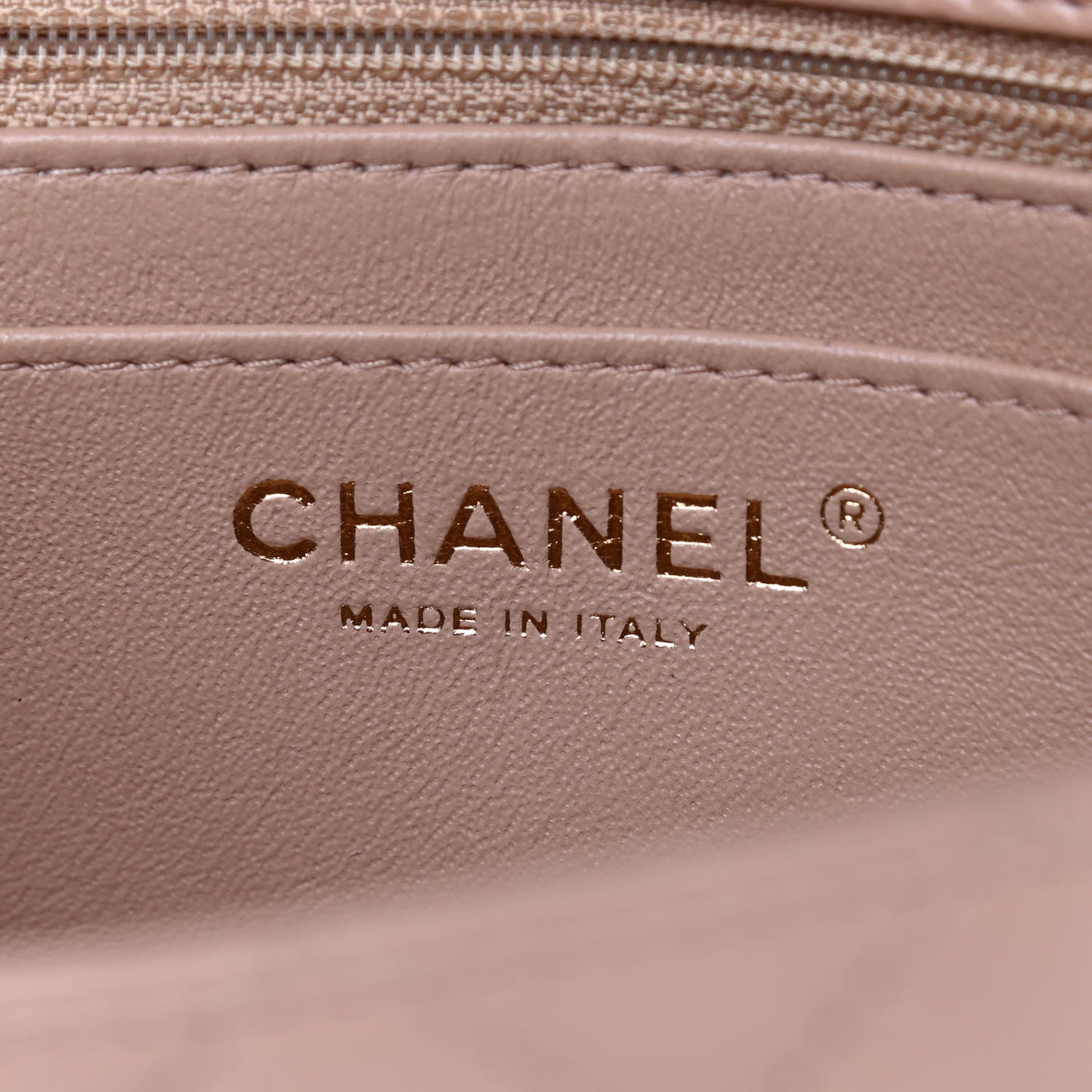 Lambskin Quilted Mini Rectangular Flap Beige