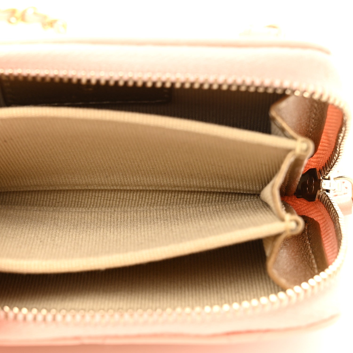 Chanel Lambskin Quilted CC Pearl Crush Zip Card Holder On Chain Pink 5 of 11
