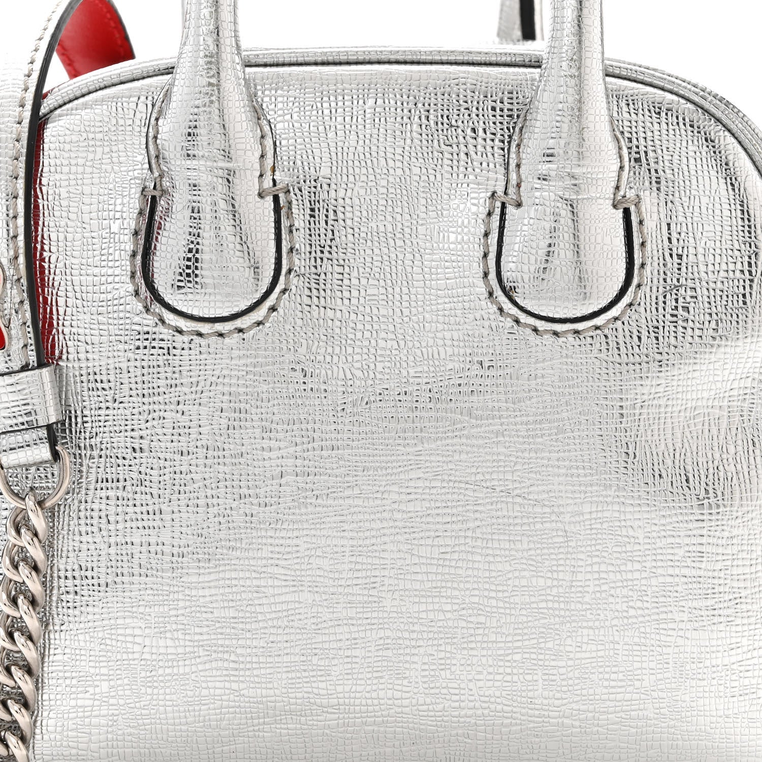 Christian Louboutin Calfskin Paris Nano Collage Marie Jane Tote Silver 8 of 10