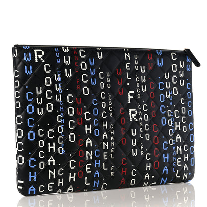 Chanel Lambskin Quilted Large Data Center Cosmetic Case Black 3 of 10