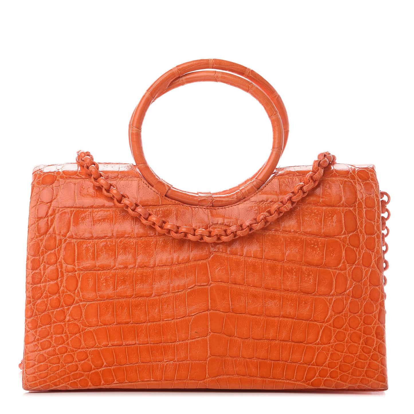 Crocodile Small Regina Top Handle Bag Orange