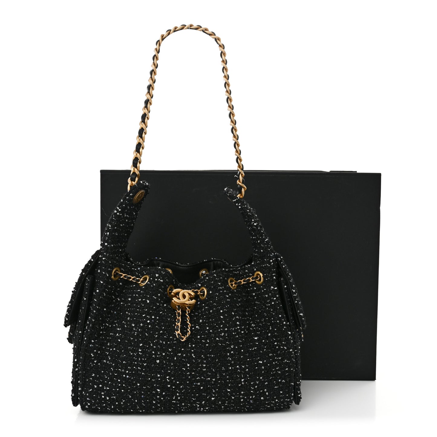 Tweed Quilted Small Chanel 25 Handbag Black