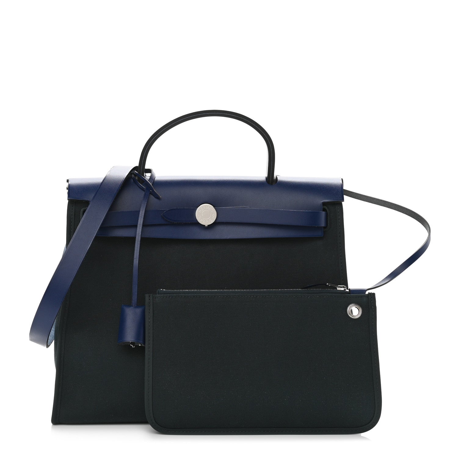Hermes Vache Hunter Toile Herbag Zip 31 PM Vert Cypress Bleu Saphir 1 of 11
