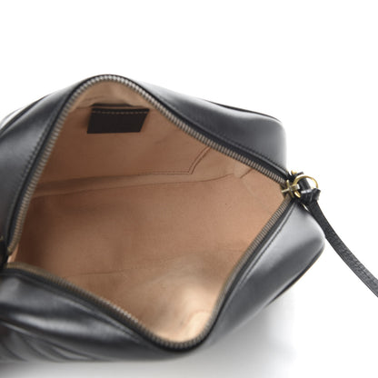 Gucci Calfskin Matelasse Small GG Marmont Chain Shoulder Bag Black 5 of 9