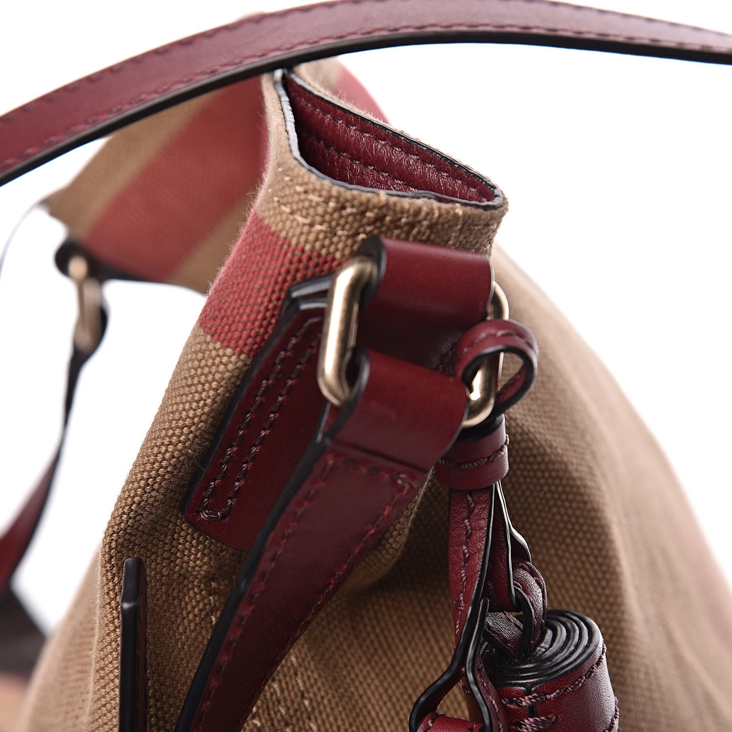 Burberry Canvas Mega Check Mini Ashby Tassel Crossbody Burgundy Red 12 of 15