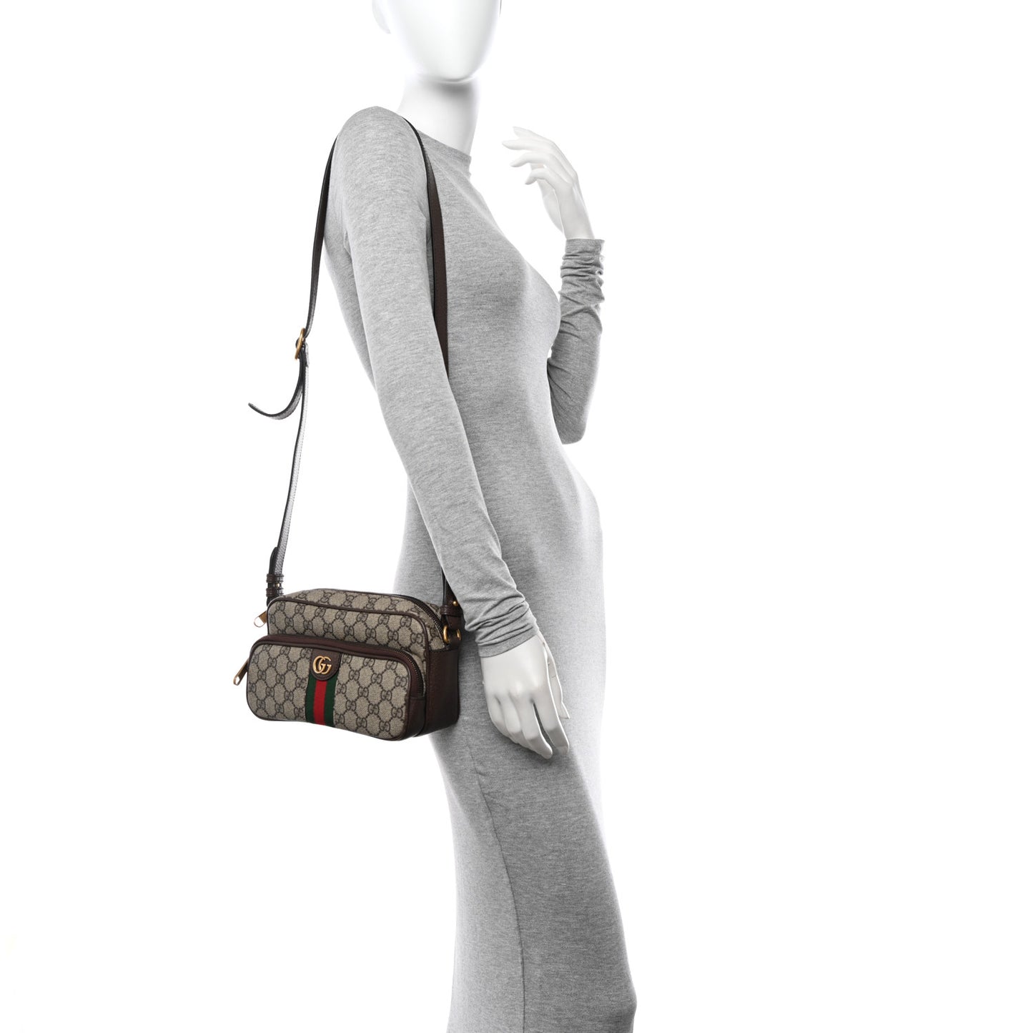 GG Supreme Monogram Calfskin Web Small Ophidia Messenger Bag Beige Ebony New Acero