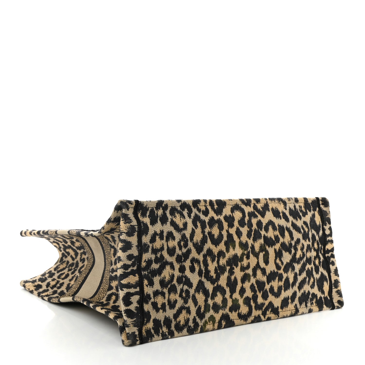 Christian Dior Canvas Mizza Embroidered Large Leopard Book Tote Beige 3 of 9