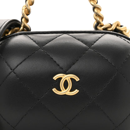 Chanel Lambskin Quilted CC Bubble Vanity Case With Chain Black 8 of 11