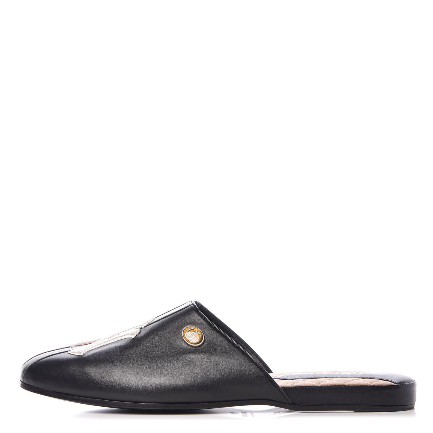 X MLB Lambskin NY Yankees Embroidered Mens GG Slippers 10 Black