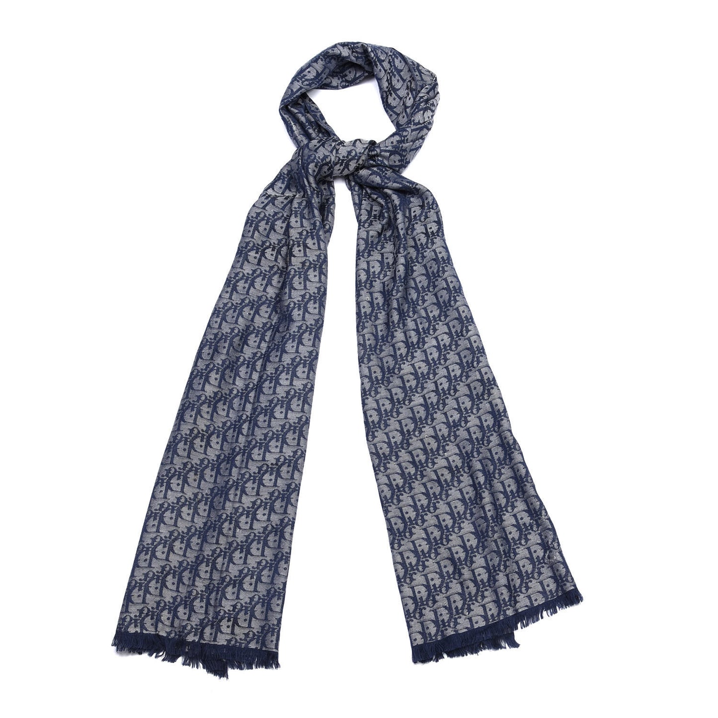 Silk Monogram Scarf Blue