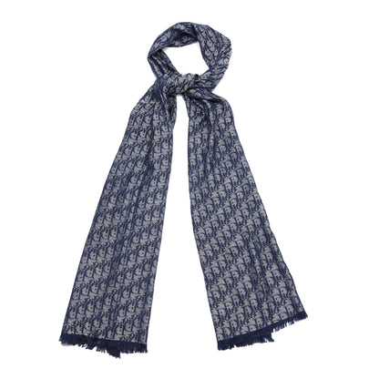 Christian Dior Silk Monogram Scarf Blue 1 of 6