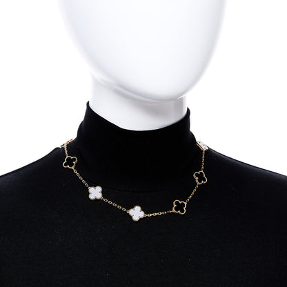 Van Cleef & Arpels 18K Yellow Gold Black Onyx 10 Motifs Vintage Alhambra Necklace 2 of 6