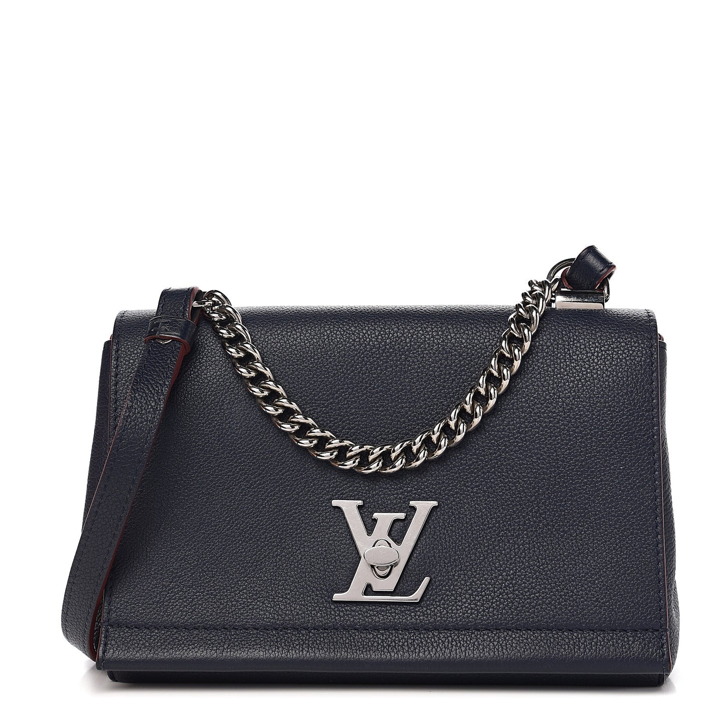 Calfskin Lockme II Chain Bag BB Marine Rouge