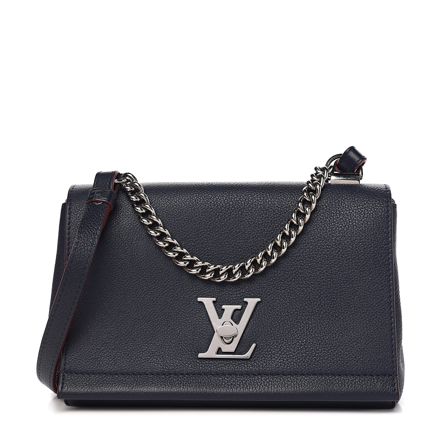 Louis Vuitton Calfskin Lockme II Chain Bag BB Marine Rouge 1 of 10