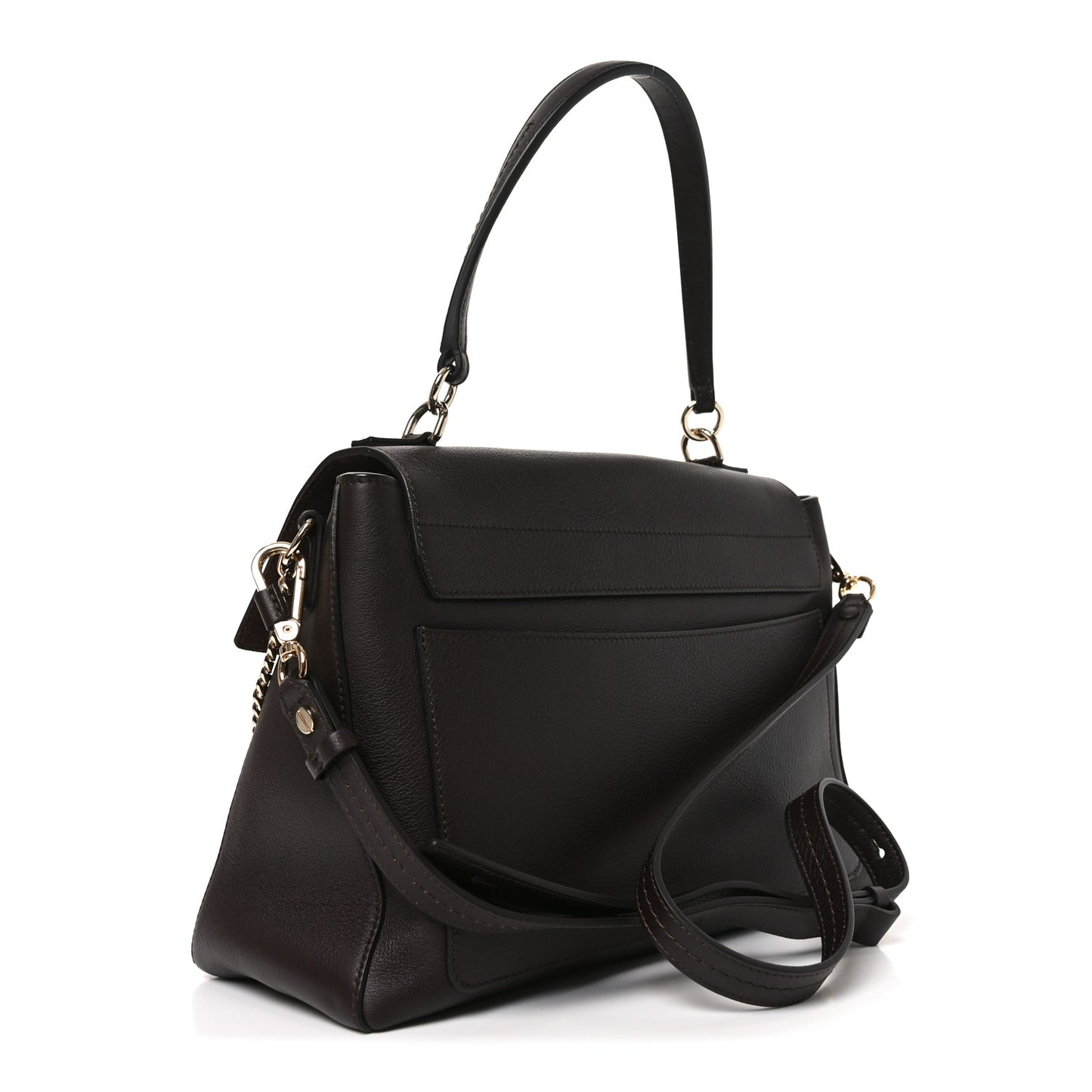 Calfskin Small Faye Day Shoulder Bag Dark Brown