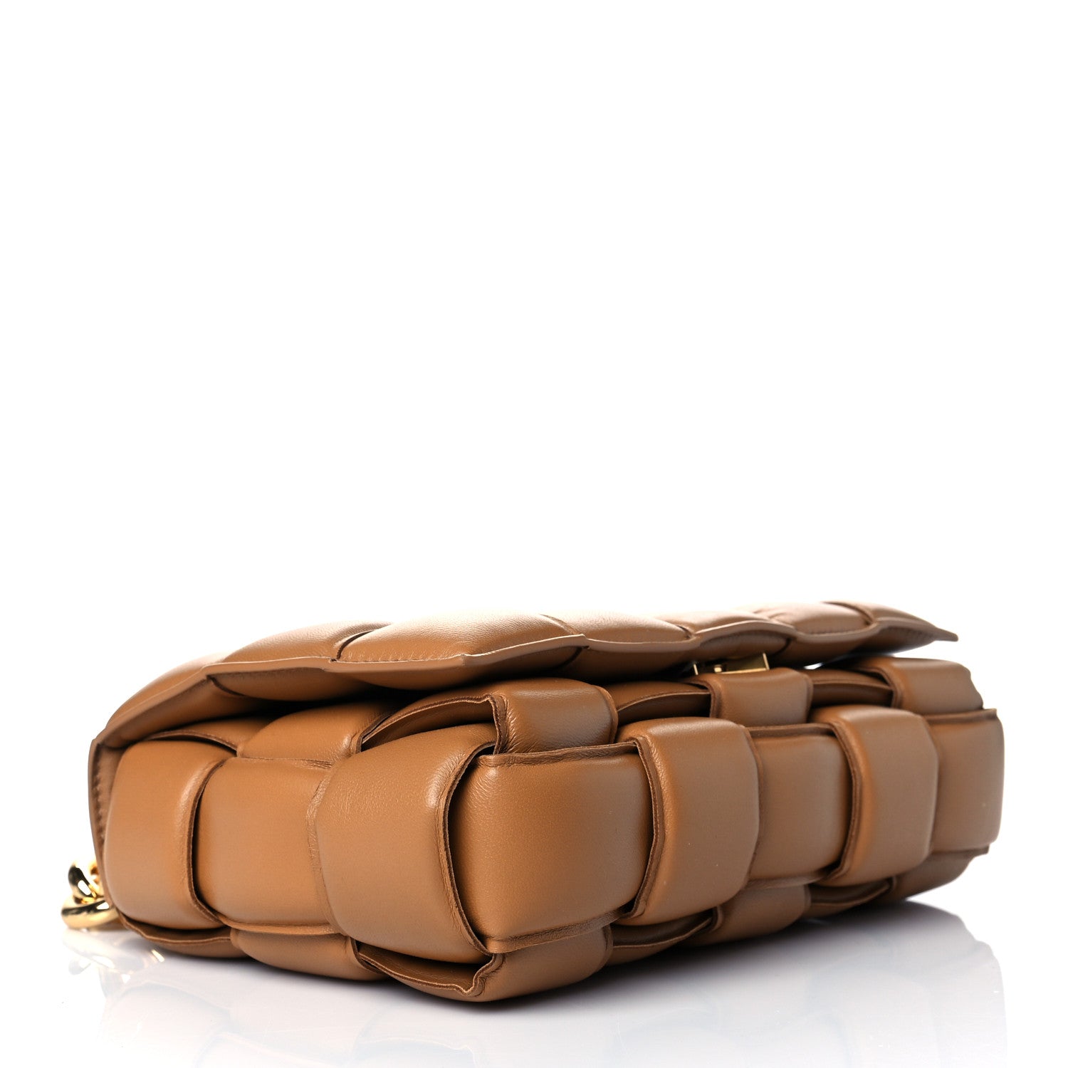 Bottega Veneta Lambskin Maxi Intreccio Padded Chain Cassette Crossbody Bag Caramel 4 of 10