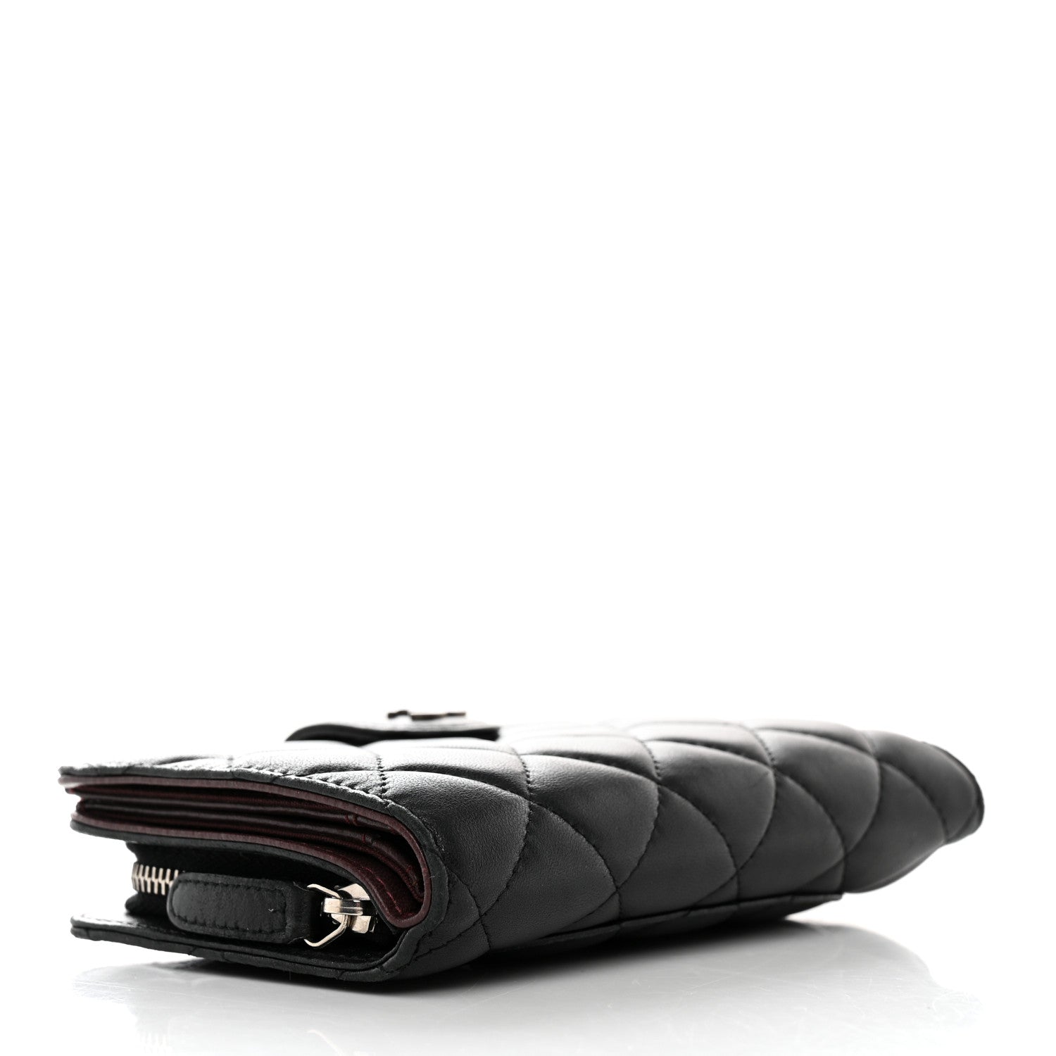 Chanel Lambskin Quilted Zipped Pocket Wallet Black 4 of 14