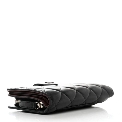 Chanel Lambskin Quilted Zipped Pocket Wallet Black 4 of 14