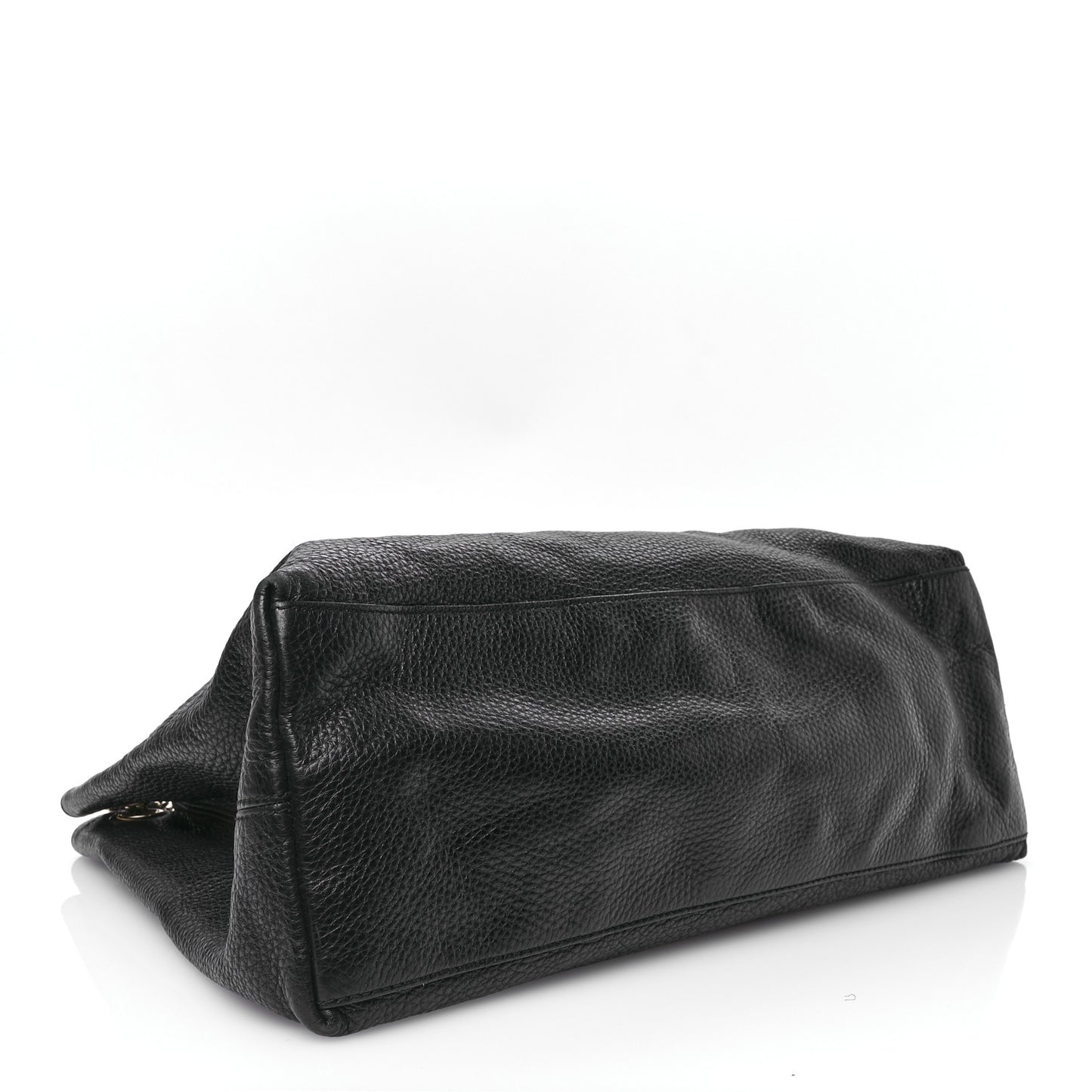 Pebbled Calfskin Large Soho Chain Shoulder Bag Black