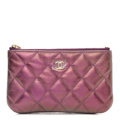 Chanel Iridescent Lambskin Quilted Small Cosmetic Case Purple 1 of 8