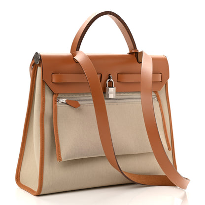 Hermes Vache Hunter Toile Herbag Zip 31 PM Trench Gold 4 of 13