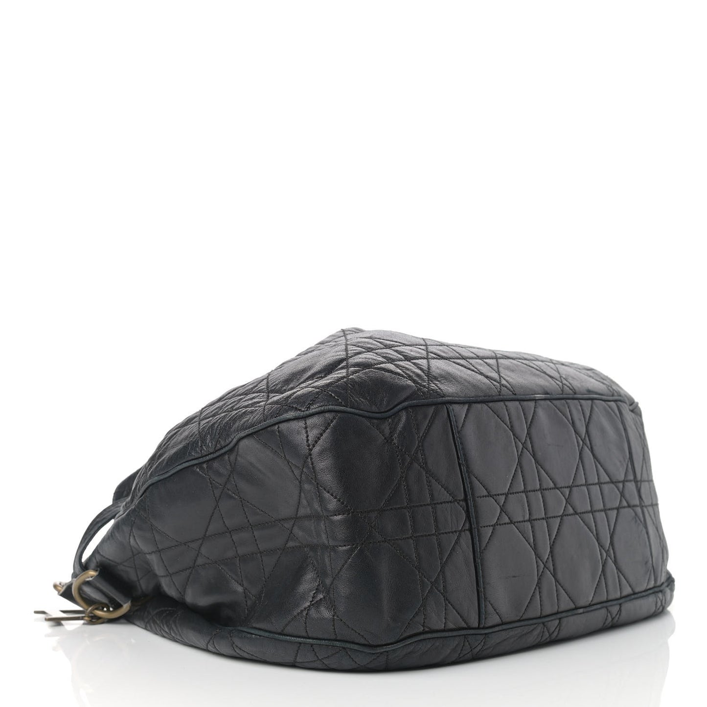 Lambskin Cannage Drawstring Bag Black