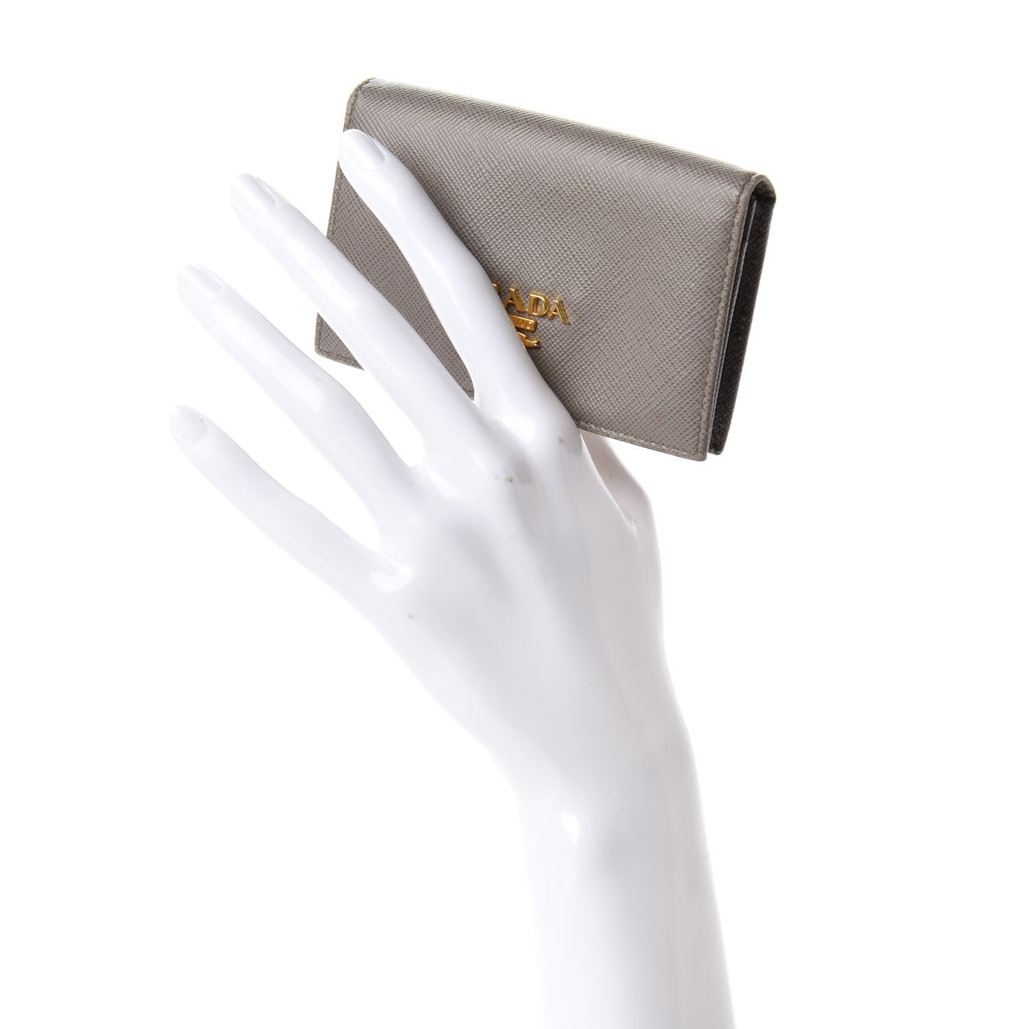 Prada Saffiano Metal Card Holder Argilla 2 of 12
