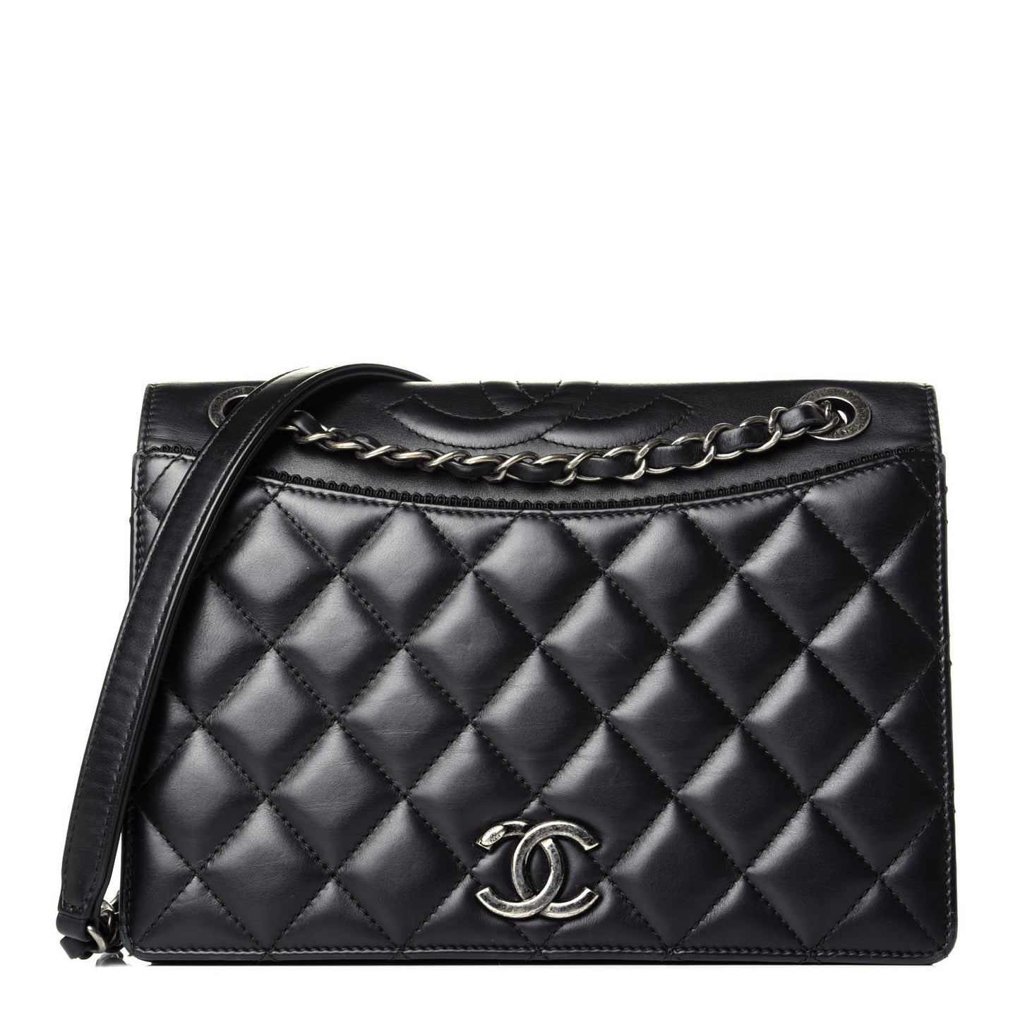 Calfskin Quilted Ballerine Flap Black