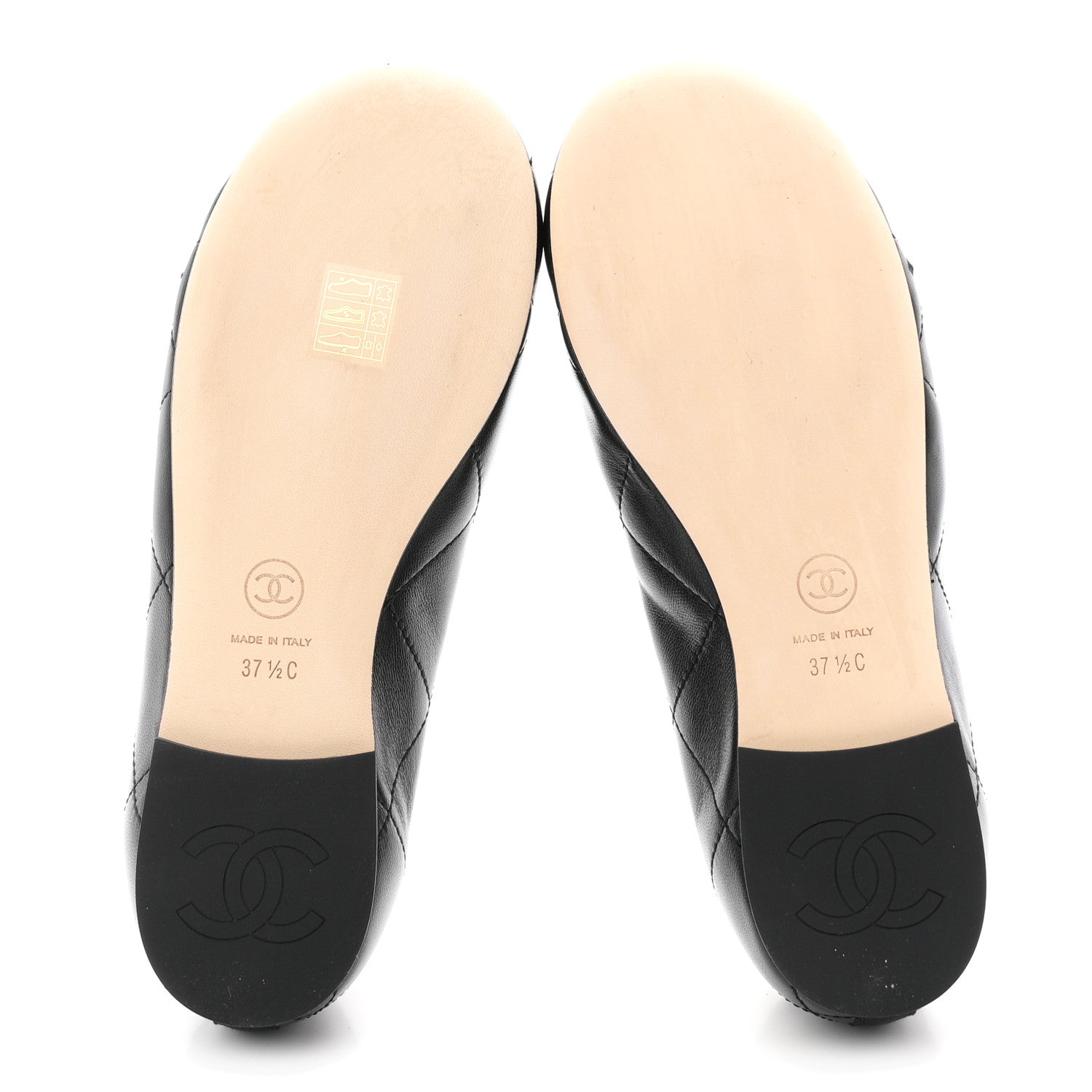 Chanel Lambskin Quilted CC Cambon Ballet Flats 37.5 Black White 6 of 10