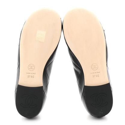 Chanel Lambskin Quilted CC Cambon Ballet Flats 37.5 Black White 6 of 10