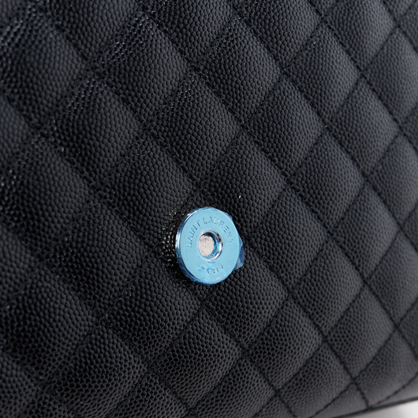 SAINT LAURENT Grain De Poudre Textured Mixed Matelasse Triquilt Medium Monogram Satchel Black