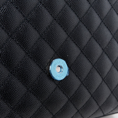 Saint Laurent SAINT LAURENT Grain De Poudre Textured Mixed Matelasse Triquilt Medium Monogram Satchel Black 12 of 13