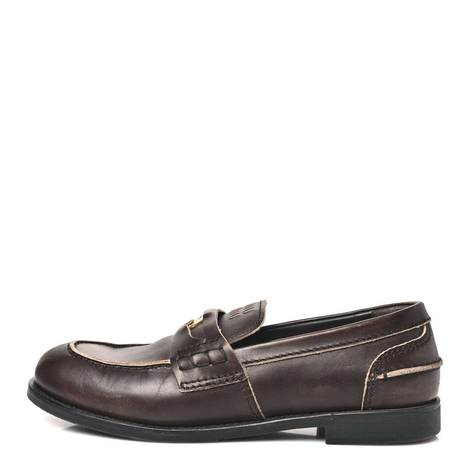 Miu Miu Spazzolato Penny Loafer 39 Ebony 1 of 8