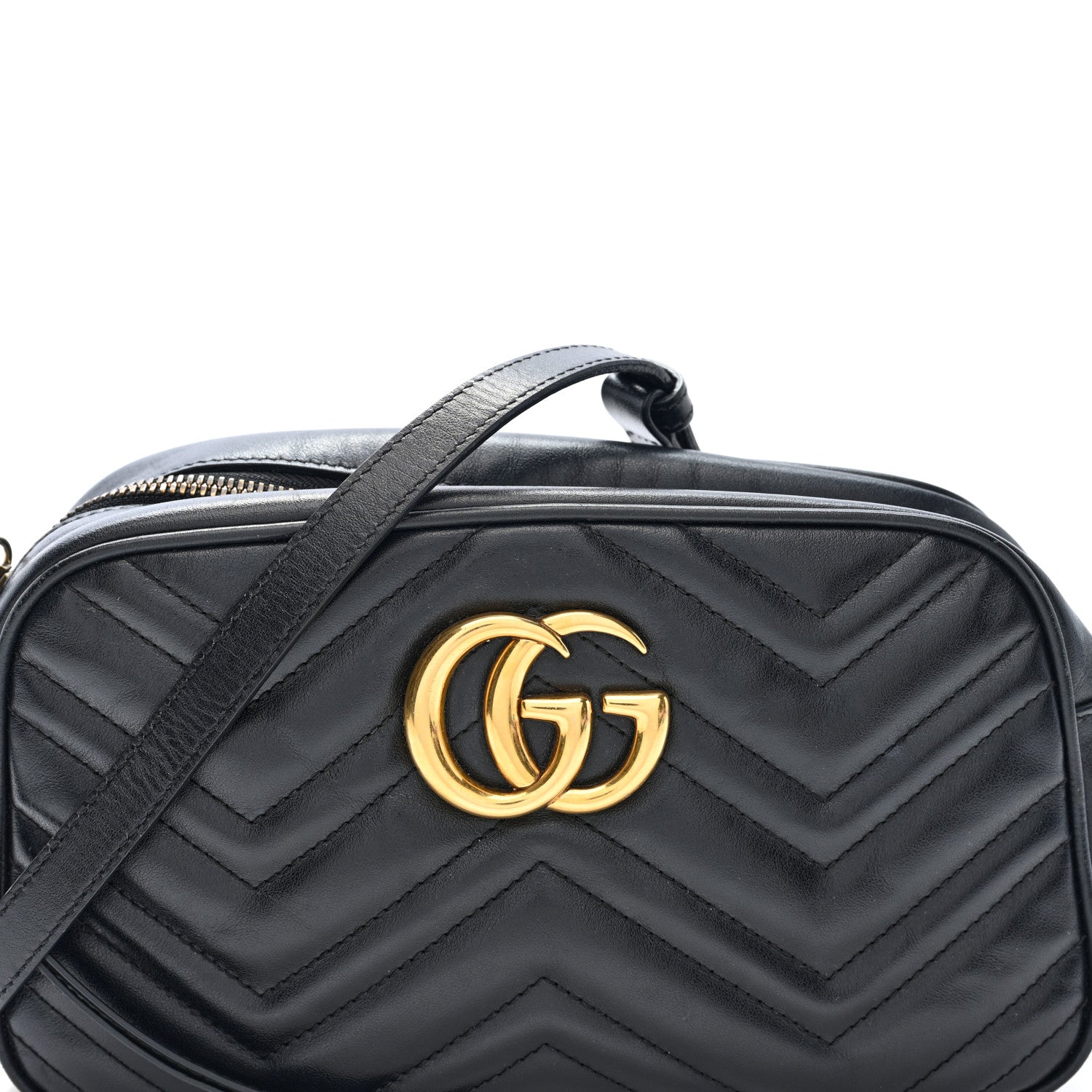 Gucci Calfskin Matelasse Small GG Marmont Chain Shoulder Bag Black 8 of 11