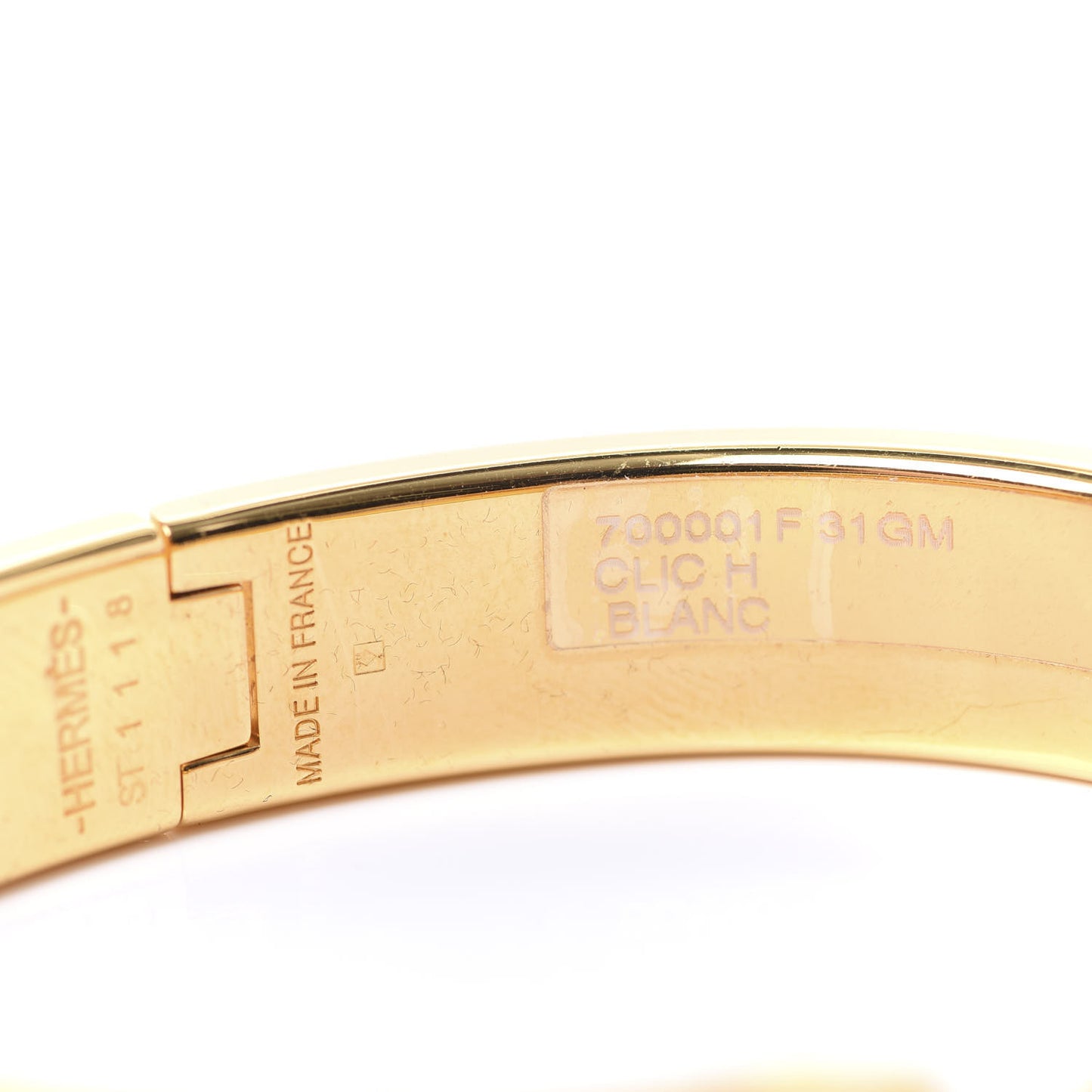 Enamel Narrow Clic Clac H Bracelet GM White